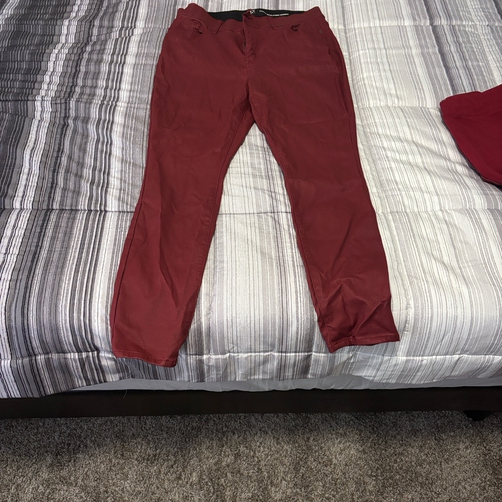 New York & Company Burgundy Curvy Sculpting Skinny Pants